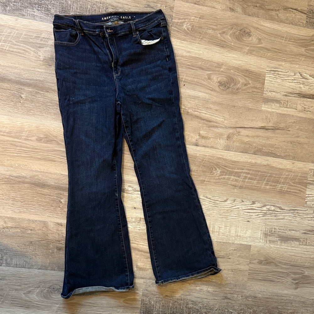 American Eagle Outfitters Women's Deep Indigo Flare Jeans